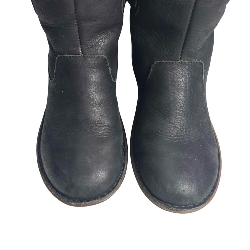 Ugg | Women | Akadia Black Leather Sheepskin Fur Pull On Fall Boots | Size US 7 - Picture 8 of 16